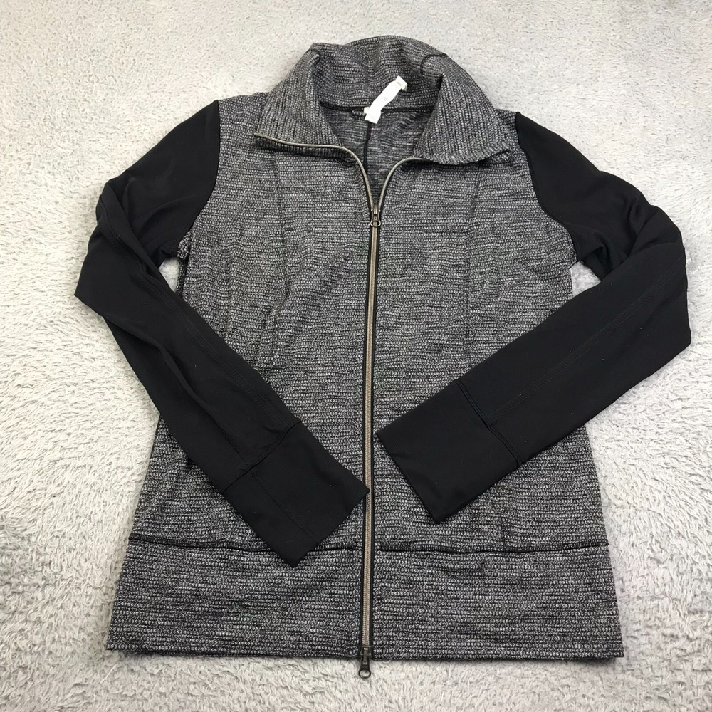 Lululemon Daily Yoga Jacket Womens 8 Pique Black Full Zip Performance Sweater